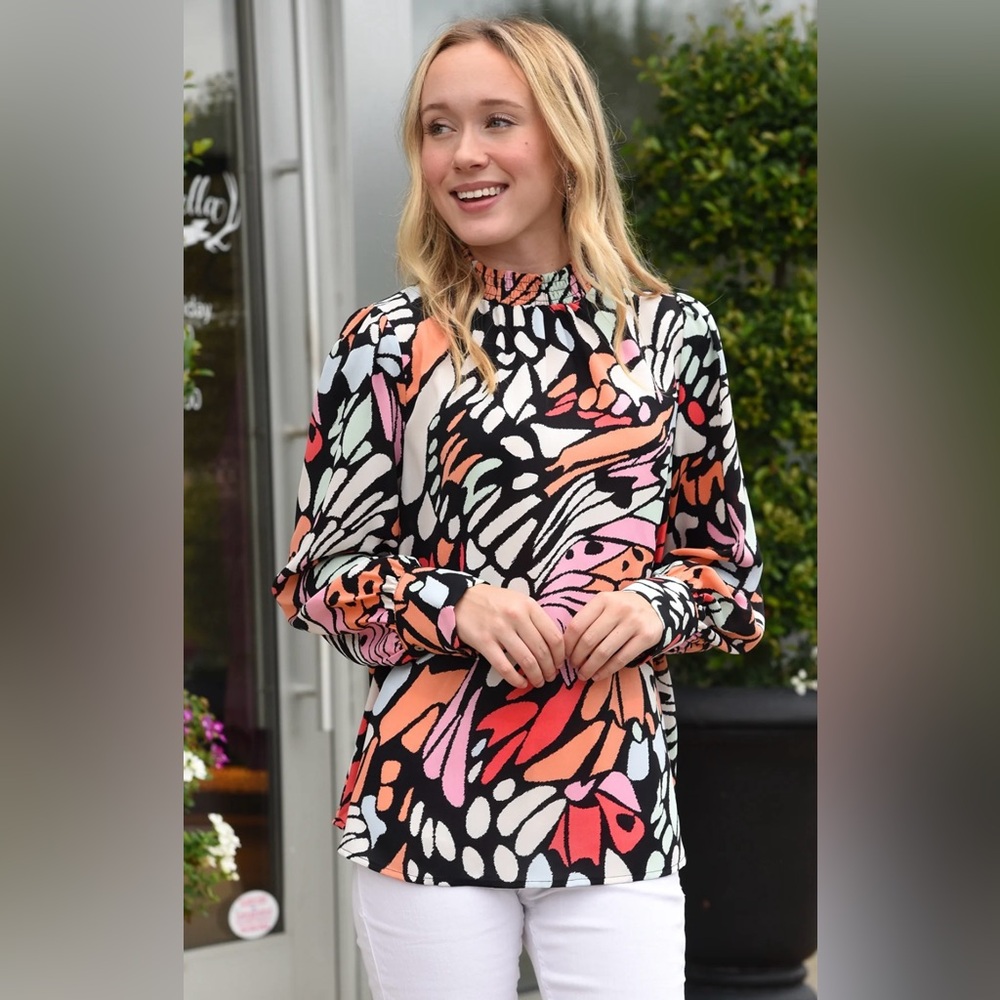 Jodifl Multi Color Geo Print Blouse Size Medium - image 1